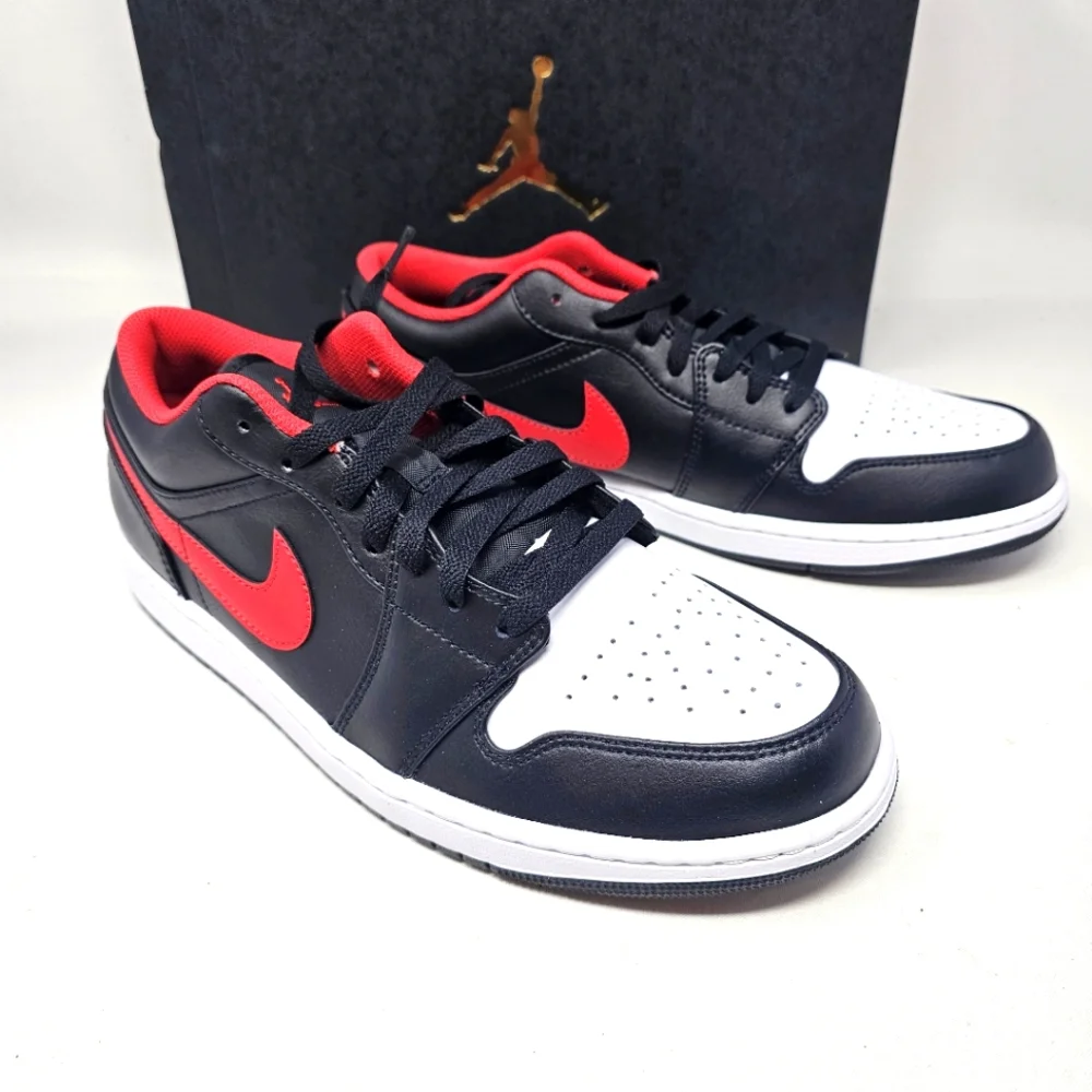 NIB Nike Air Jordan 1 Low White Toe Black Gym Red 553558-063 Men's Size 11 New.